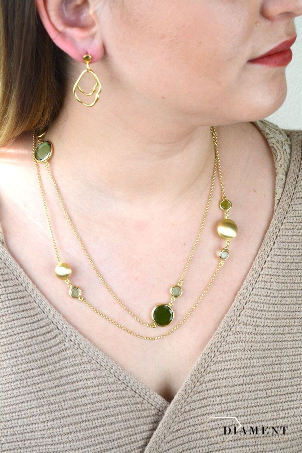 Pozłacany Naszyjnik Dall'acqua Sublime Jadeit 925 DIAMENT DIA-NSZ-5551-925 (1).jpg