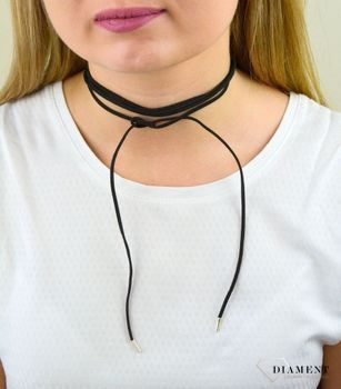 Naszyjnik damski typu choker czarny DIA-NSZ-5591-925. Naszyjnik damski choker. Naszyjnik damski typu choker. Naszyjnik damski na lato. Naszyjnik damski choker wiązany.  (3).JPG