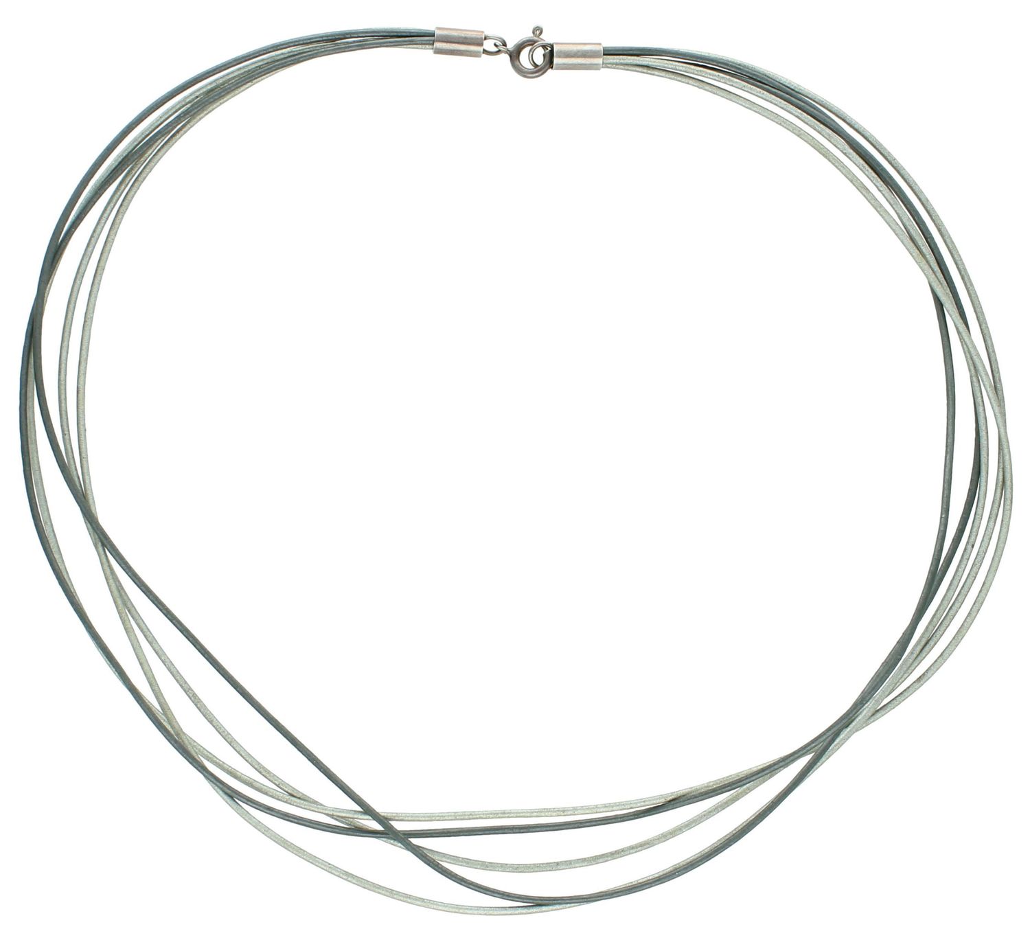 Szare skórzane rzemyki na szyję do wisiorka srebrne zapięcie 3 mm.jpg