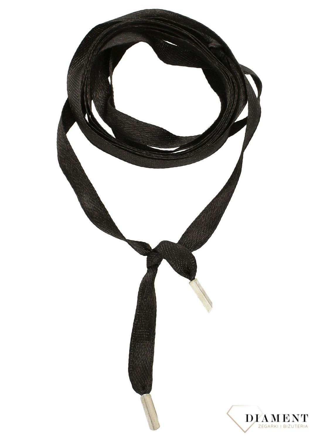 Naszyjnik damski choker czarna wstążka srebrne końcówki DIA-NSZ-5595-925.jpg