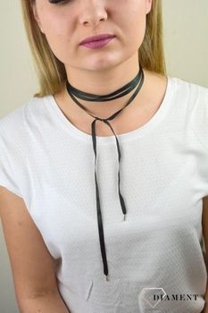 Naszyjnik damski choker czarna wstążka srebrne końcówki DIA-NSZ-5595-925. Naszyjnik wstążka choker (3).JPG