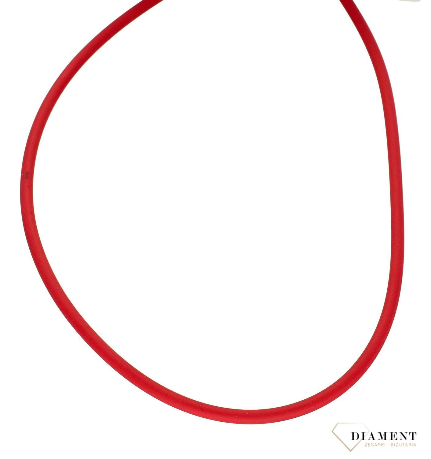 Łańcuszek damski Czerwony Kauczuk Srebrne zapięcie DIA-NSZ-5606-925 (1).jpg