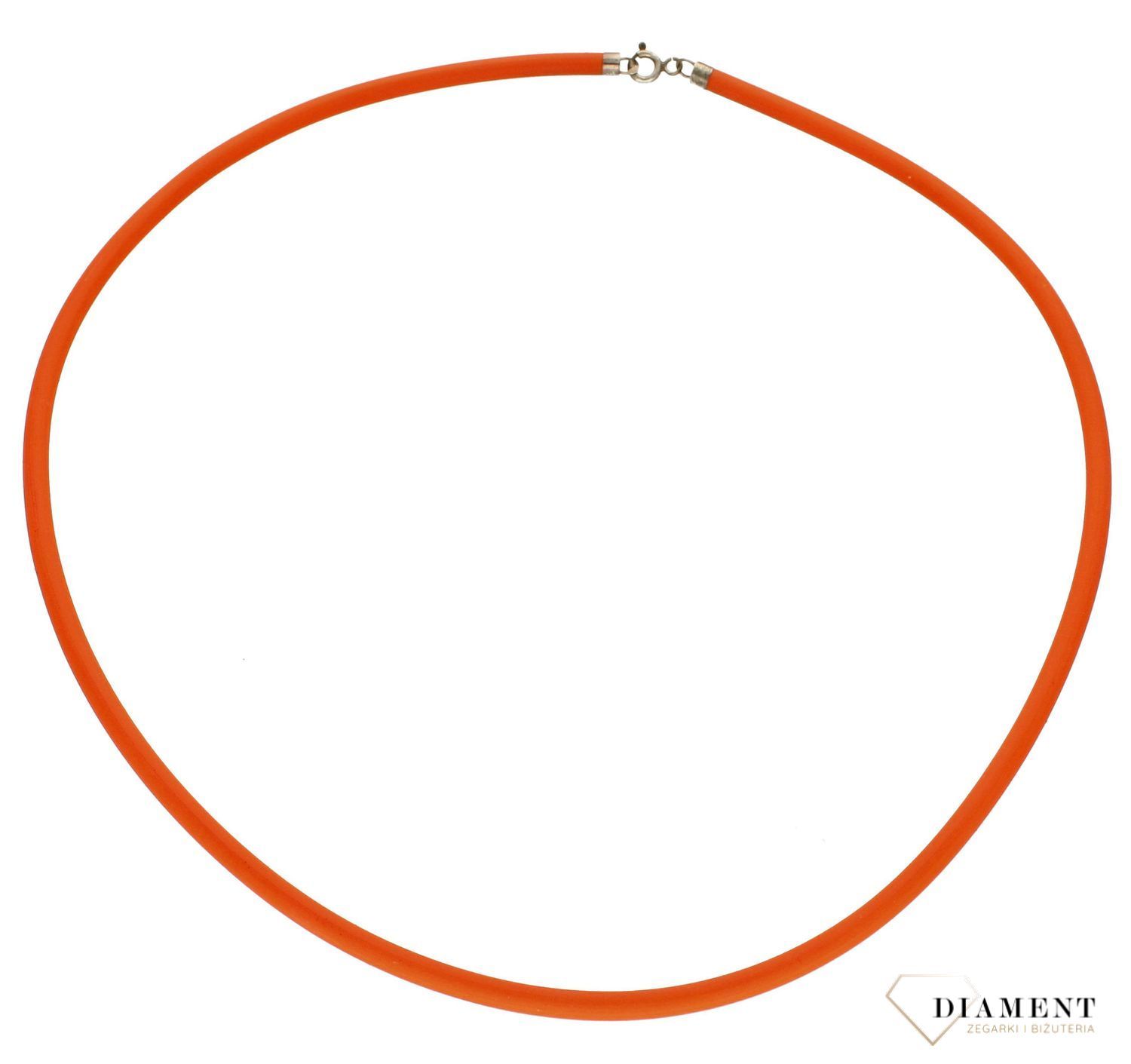Łańcuszek damski Pomarańczowy Kauczuk Srebrne zapięcie DIA-NSZ-5607-925v (1).jpg