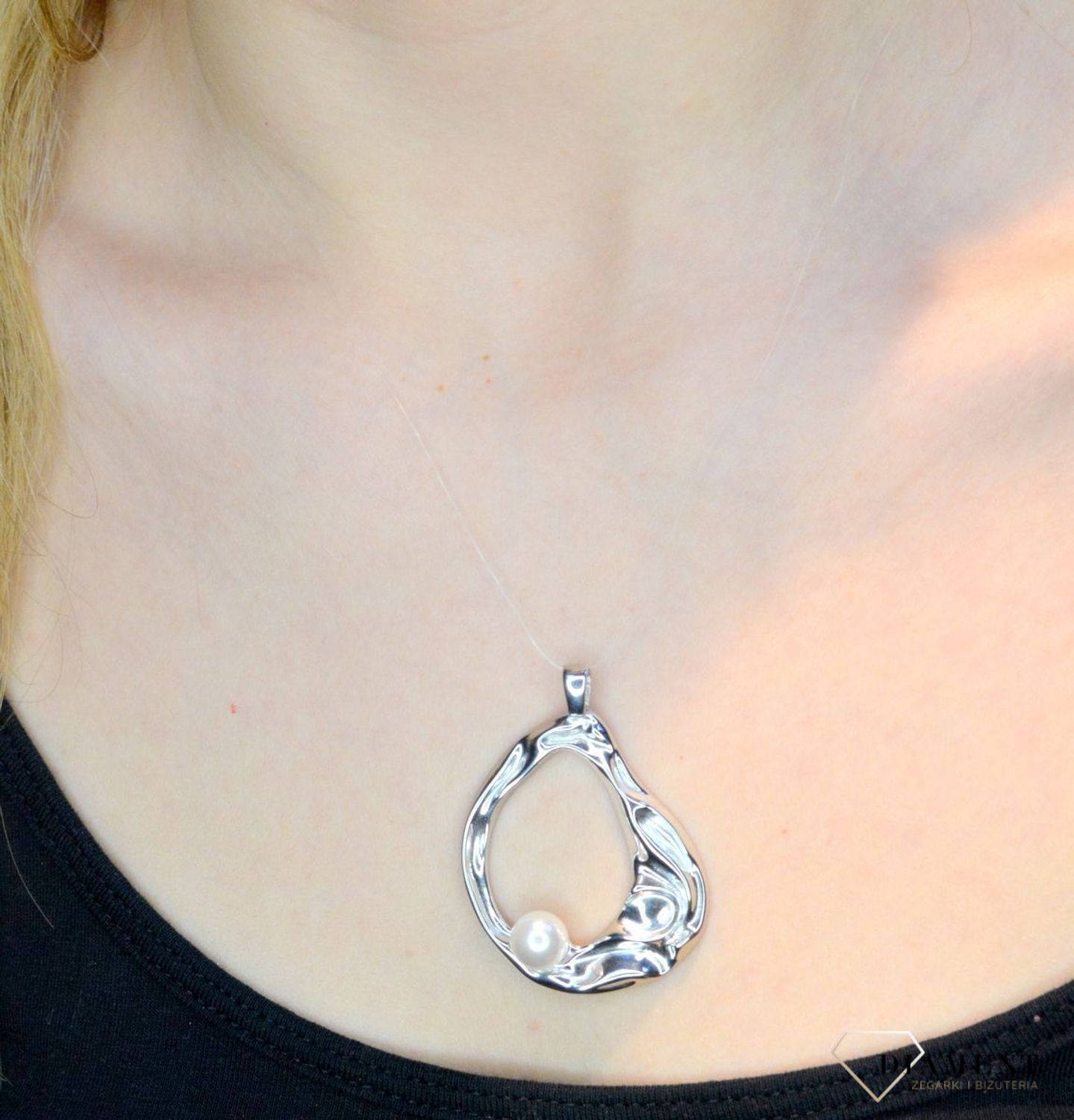 Łańcuszek damski Żyłka przezroczysta Srebrne zapięcie z kryształkiem (1).JPG