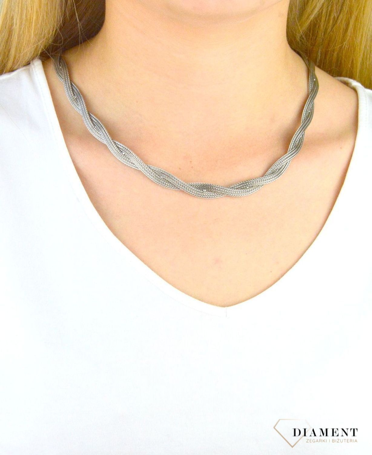 Srebrny naszyjnik Srebrna Kolia DIA-NSZ-5907-925. Srebrny naszyjnik. Naszyjnik szeroki. Srebrny naszyjnik typu kolia. Srebrny naszyjnik podwójny. Srebrna efektowna.jpg