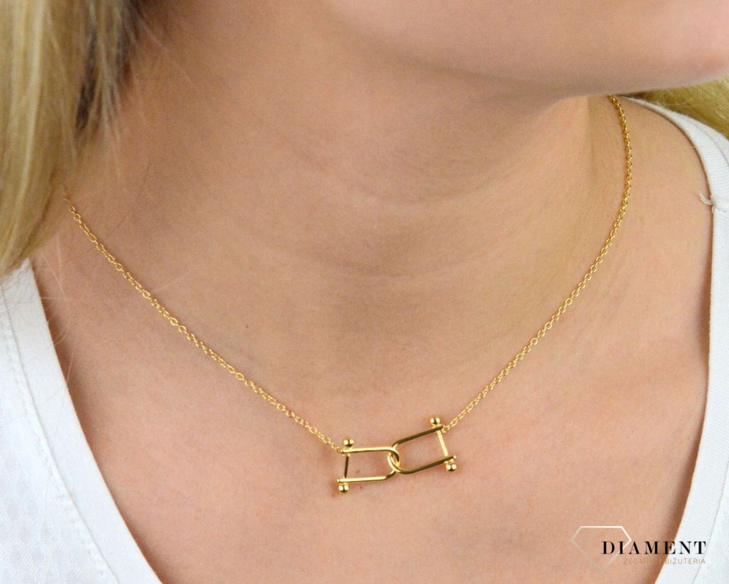Naszyjnik pozłacany  dwie podkówki  925 DIAMENT DIA-NSZ-5943-925 💎 Niezwykle szykowny naszyjnik wykonany z najwyższej jakości srebra to elegancki dodatek do wielu.jpg