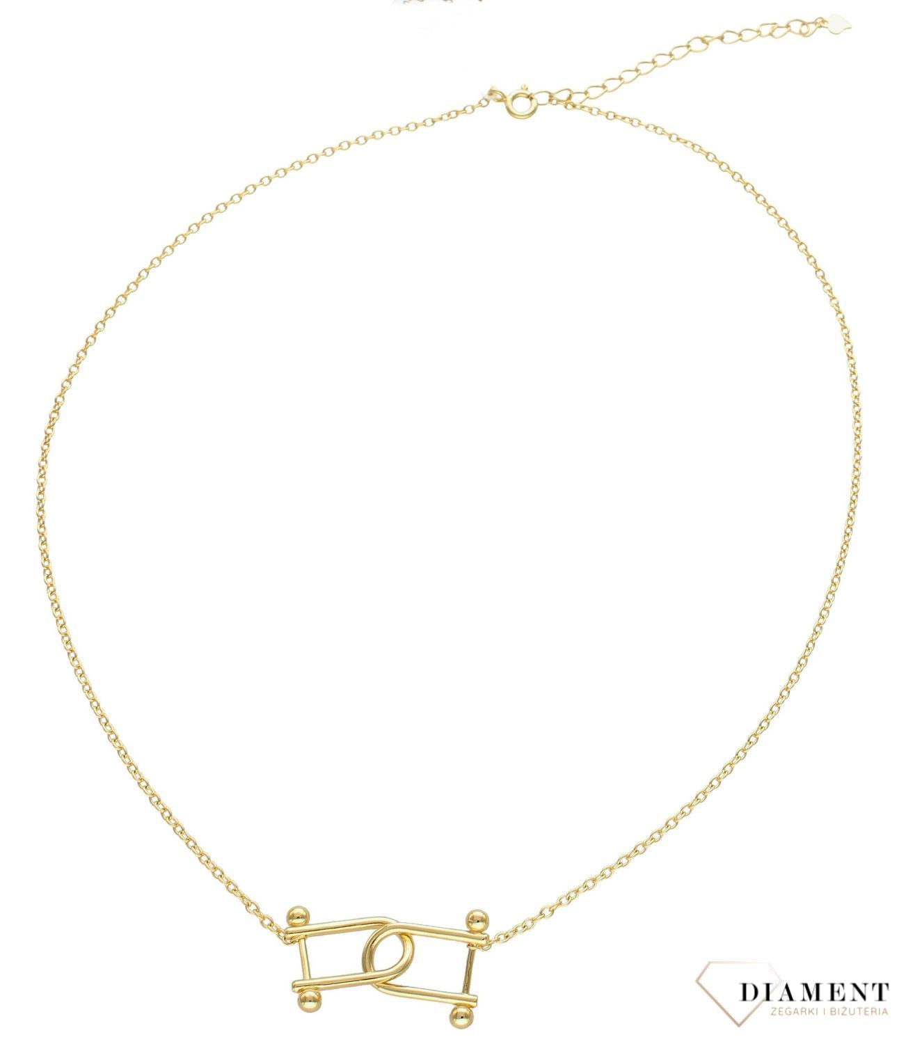 Naszyjnik pozłacany  dwie podkówki  925 DIAMENT DIA-NSZ-5943-925 💎 Niezwykle szykowny naszyjnik wykonany z najwyższej jakości srebra to elegancki dodatek do wielu.jpg