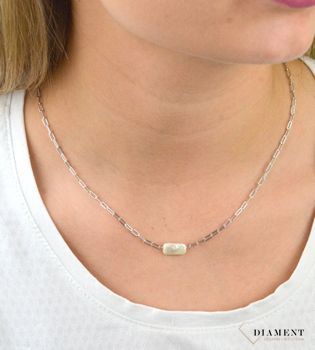 Naszyjnik srebrny  Oryginalna perła  925 DIAMENT DIA-NSZ-5944B-925 💎 Niezwykle szykowny naszyjnik wykonany z najwyższej jakości srebra to elegancki dodatek do wielu stylizacji. 💎 (2).JPG