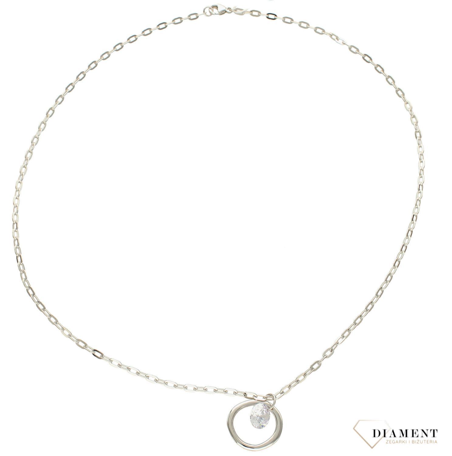 Srebrny naszyjnik  Błyszcząca cyrkonia  925 DIAMENT DIA-NSZ-5945B-925 💎 Niezwykle szykowny naszyjnik wykonany z najwyższej jakości srebra to elegancki dodatek do wielu stylizacji.jpg