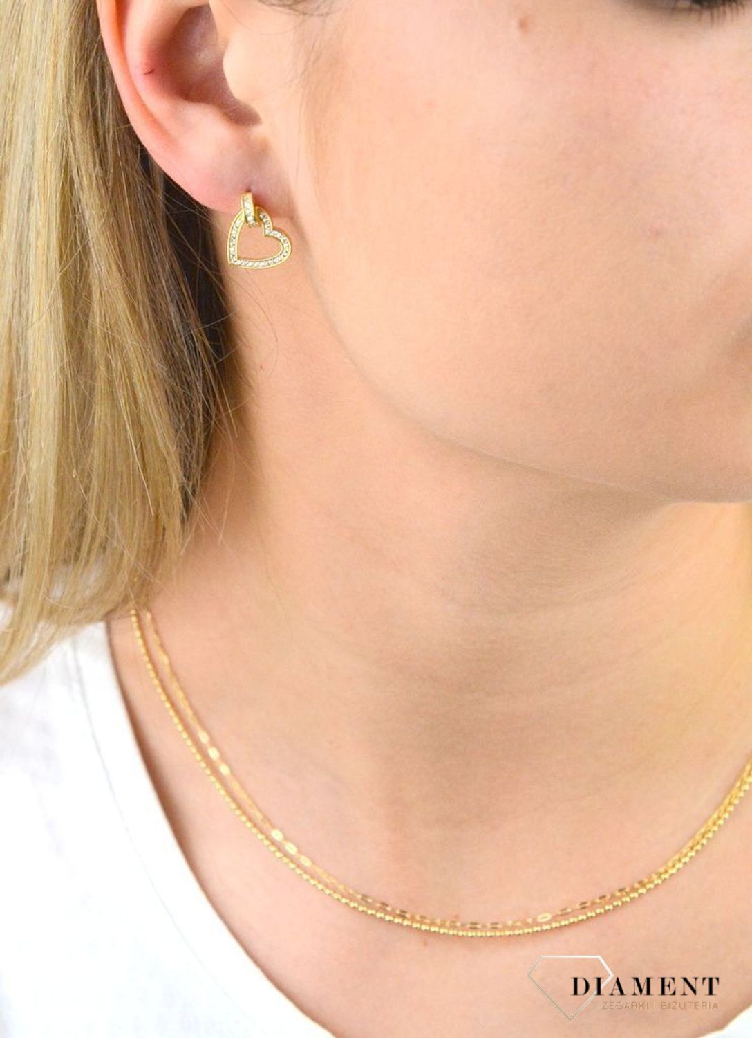 Naszyjnik srebrny pozłacany  Podwójne sploty  925 DIAMENT DIA-NSZ-5946-925 💎 Niezwykle szykowny naszyjnik wykonany z najwyższej jakości srebra to elegancki dodatek do wielu stylizacji..jpg