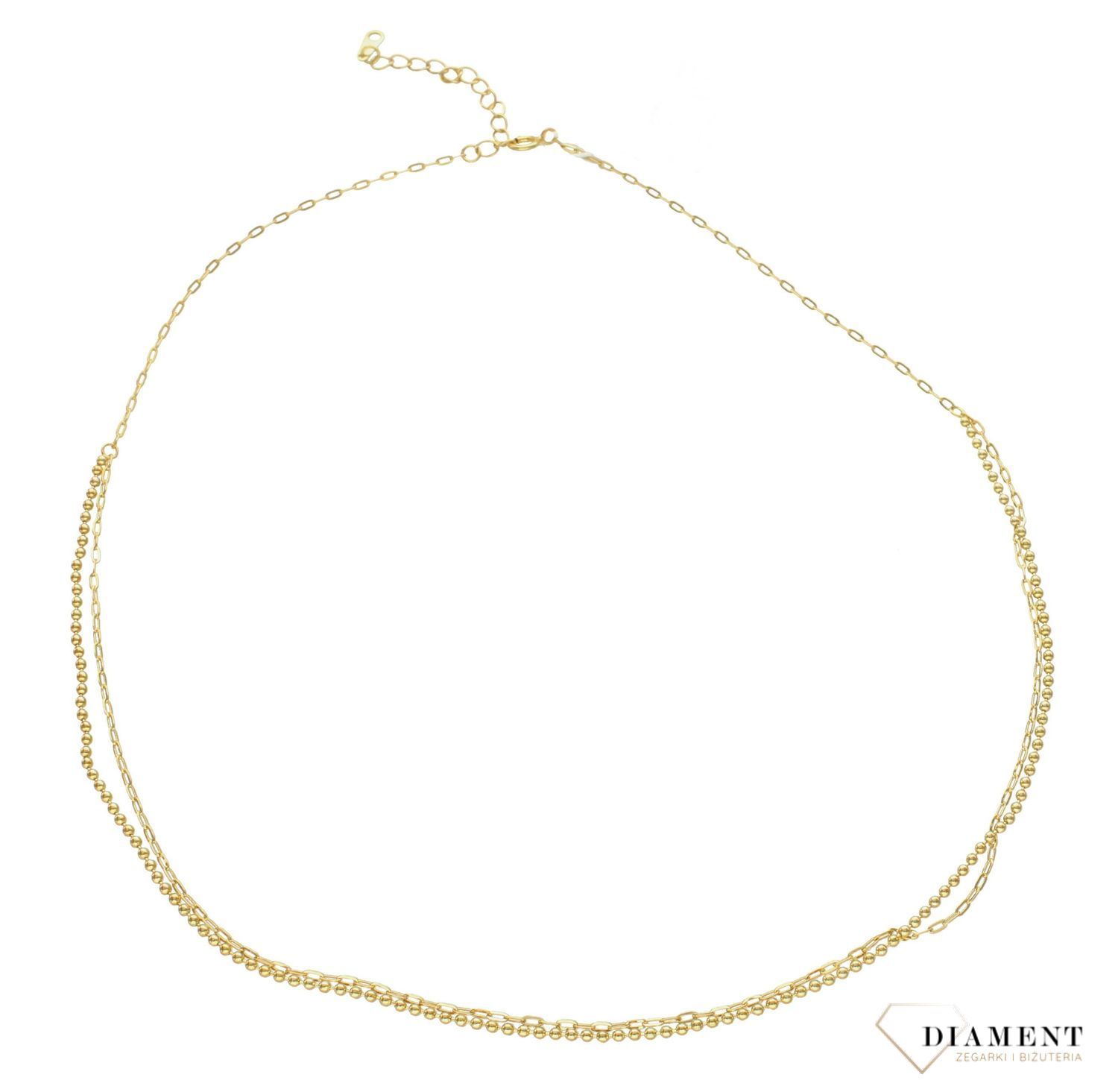 Naszyjnik srebrny pozłacany  Podwójne sploty  925 DIAMENT DIA-NSZ-5946-925 💎 Niezwykle szykowny naszyjnik wykonany z najwyższej jakości srebra to elegancki dodatek do wielu stylizacji..jpg