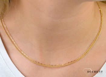 Naszyjnik srebrny pozłacany  Podwójne sploty  925 DIAMENT DIA-NSZ-5946-925 💎 Niezwykle szykowny naszyjnik wykonany z najwyższej jakości srebra to elegancki dodatek do wielu stylizacji. 💎 (4).JPG