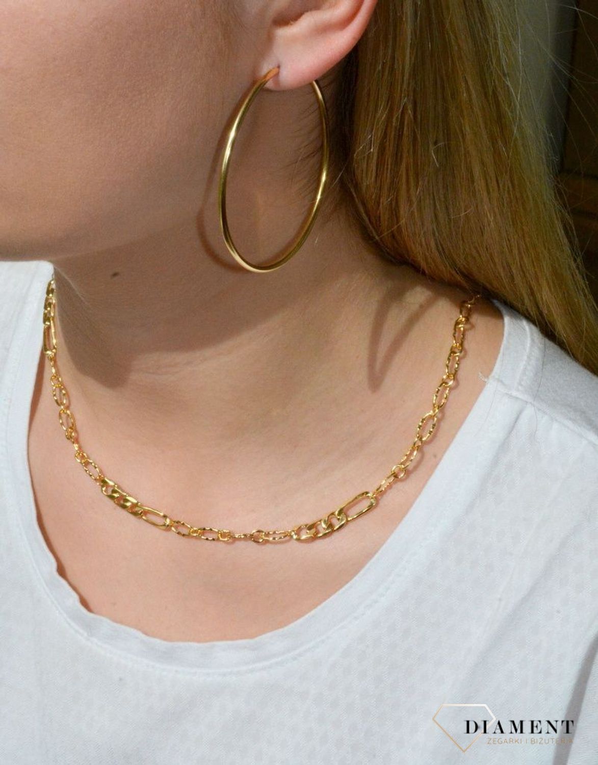 Naszyjnik srebrny pozłacany  Nowoczesne połączenie  925 DIAMENT DIA-NSZ-5948-925. 💎 Niezwykle szykowny naszyjnik wykonany z najwyższej jakości srebra to elegancki dodatek do wielu sty.jpg
