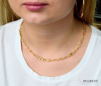 Naszyjnik srebrny pozłacany  Nowoczesne połączenie  925 DIAMENT DIA-NSZ-5948-925. 💎 Niezwykle szykowny naszyjnik wykonany z najwyższej jakości srebra to elegancki d (2).JPG