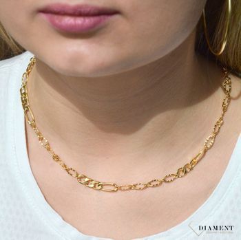 Naszyjnik srebrny pozłacany  Nowoczesne połączenie  925 DIAMENT DIA-NSZ-5948-925. 💎 Niezwykle szykowny naszyjnik wykonany z najwyższej jakości srebra to elegancki d (3).JPG