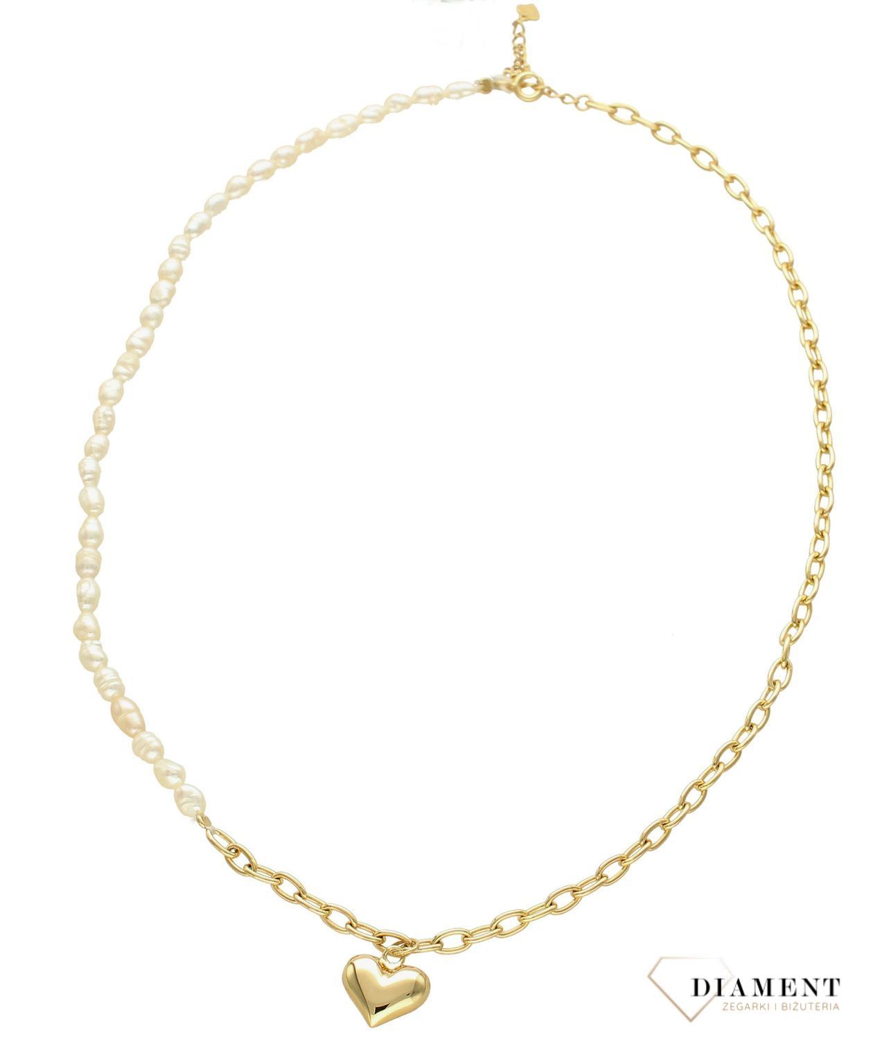 Naszyjnik pozłacany  Serce z perłami  925 DIAMENT DIA-NSZ-5949-925 💎 Niezwykle szykowny naszyjnik wykonany z najwyższej jakości srebra to elegancki dodatek do.jpg