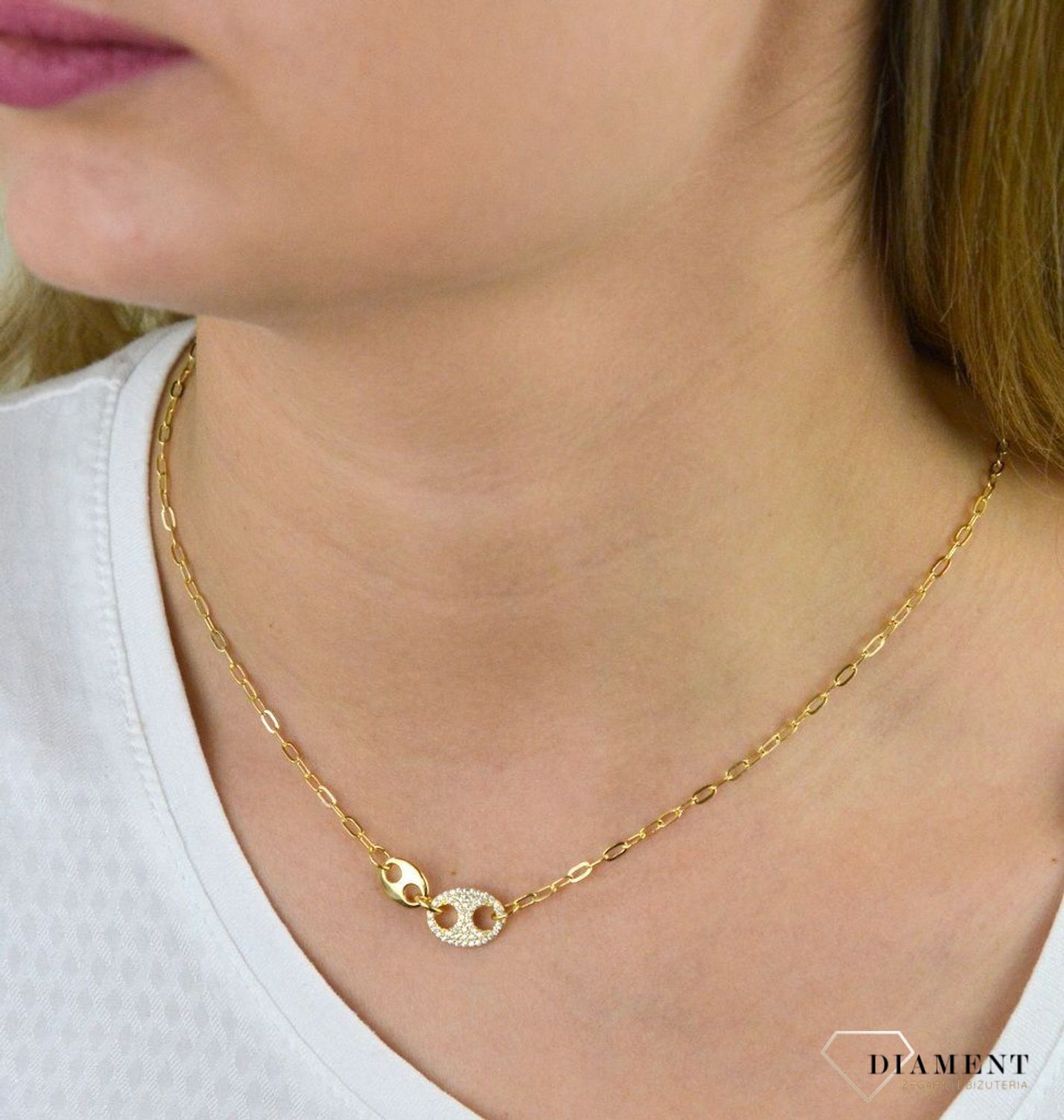 Naszyjnik pozłacany  Dwa ziarna kawy  925 DIAMENT DIA-NSZ-5950-925 💎 Niezwykle szykowny naszyjnik wykonany z najwyższej jakości srebra to elegancki dodatek do wielu stylizacji..jpg