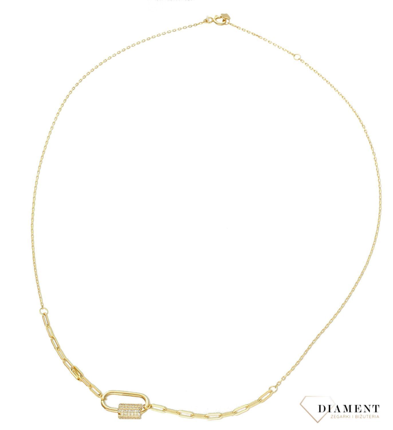 Naszyjnik pozłacany  Owal z cyrkoniami  925 DIAMENT DIA-NSZ-5951-925 💎 Niezwykle szykowny naszyjnik wykonany z najwyższej jakości srebra to elegancki dodatek do wielu.jpg