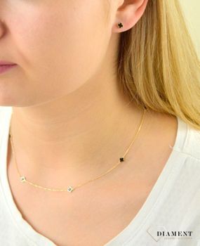 Naszyjnik pozłacany  Czarne koniczynki  925 DIAMENT DIA-NSZ-5953-925  Niezwykle szykowny naszyjnik wykonany z najwyższej jakości srebra  (2).JPG