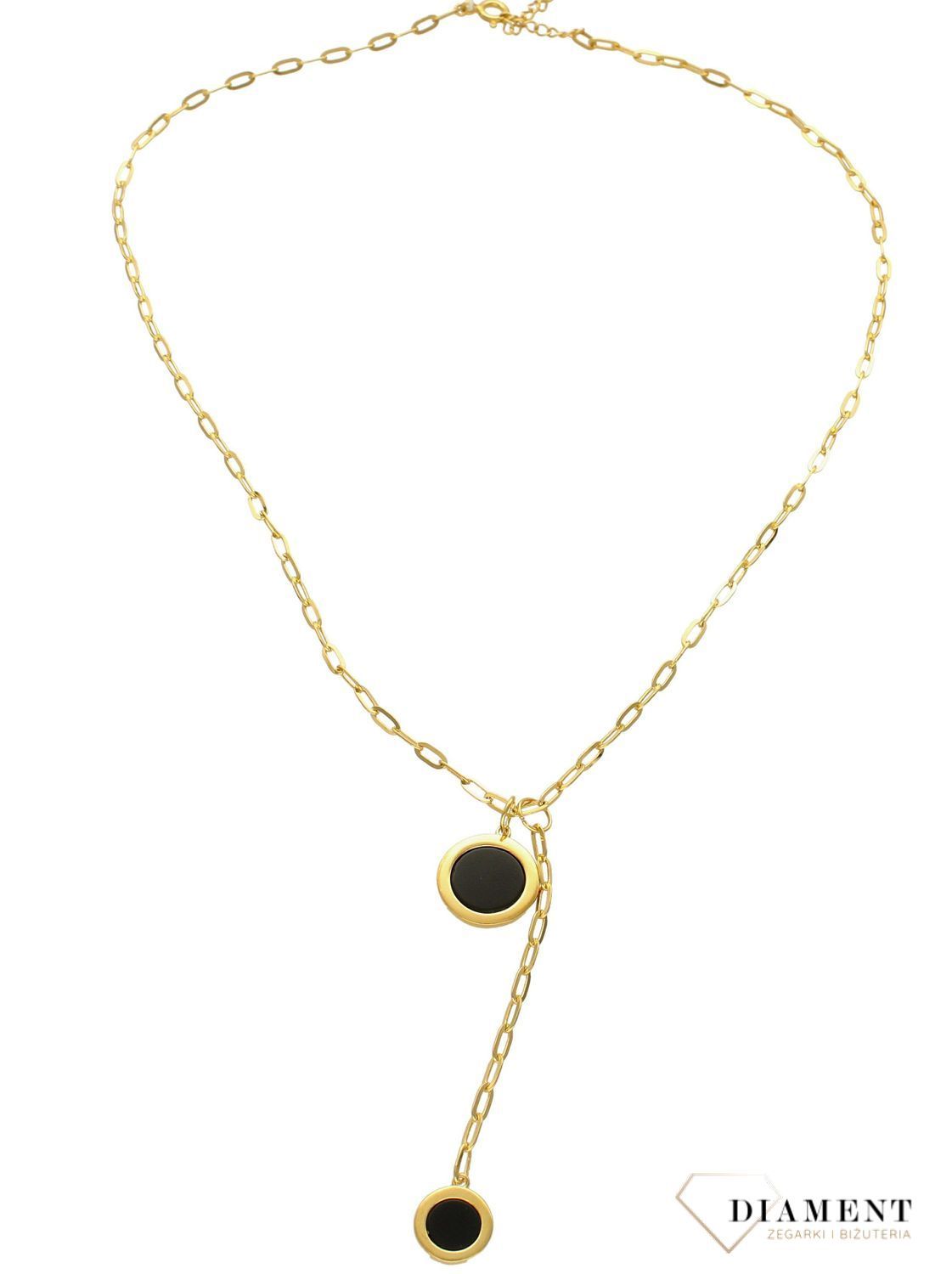 Naszyjnik pozłacany  Podwójny element  925 DIAMENT DIA-NSZ-5954-925 💎 Niezwykle szykowny naszyjnik wykonany z najwyższej jakości srebra to elegancki dodatek do wielu styliza.jpg