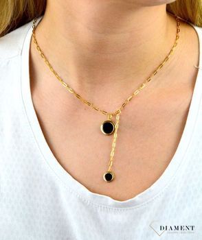 Naszyjnik pozłacany  Podwójny element  925 DIAMENT DIA-NSZ-5954-925 💎 Niezwykle szykowny naszyjnik wykonany z najwyższej jakości srebra to elegancki dodatek do wielu stylizacji. 💎 (4).JPG