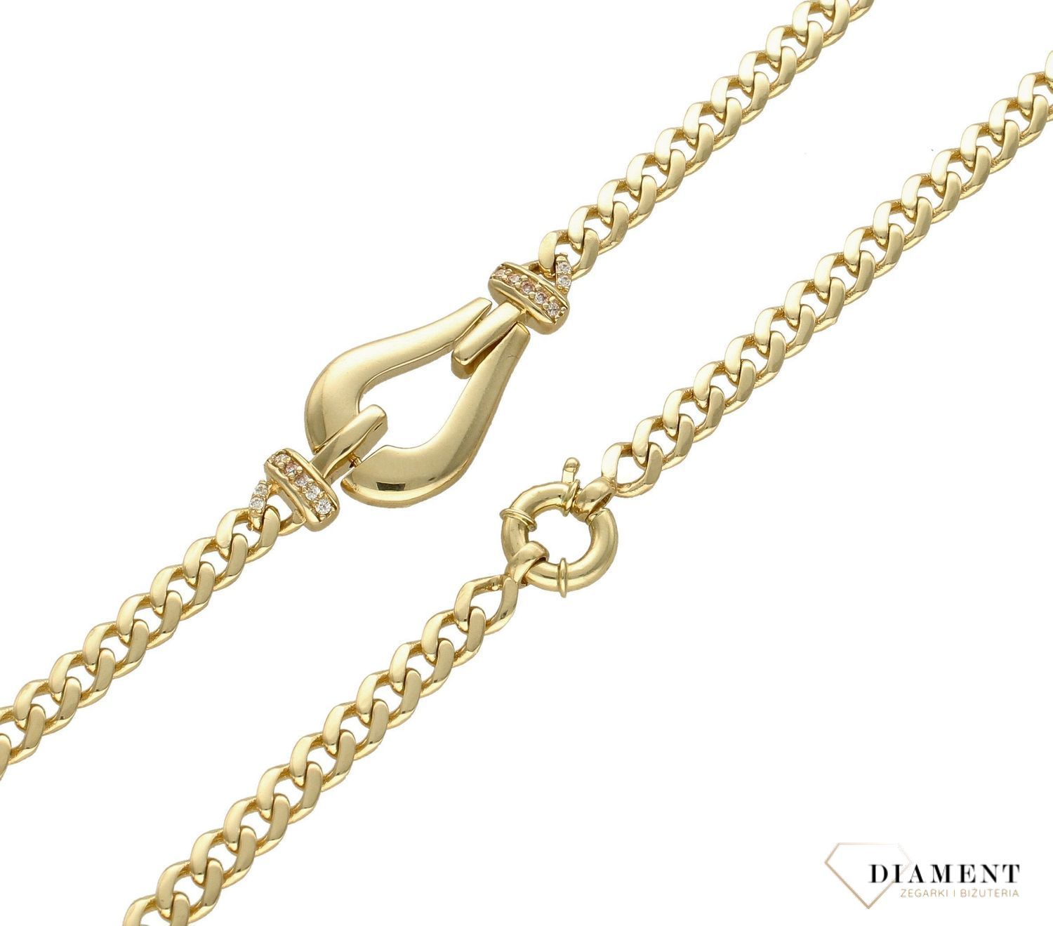 Złoty naszyjnik 585 z dużym elementem ozdobnym DIA-NSZ-6196-585. Złoty naszyjnik. Złoty naszyjnik pancerka. Złoty naszyjnik pancerka damski. Złoty naszyjnik z zawieszką. Złoty  (1).jpg