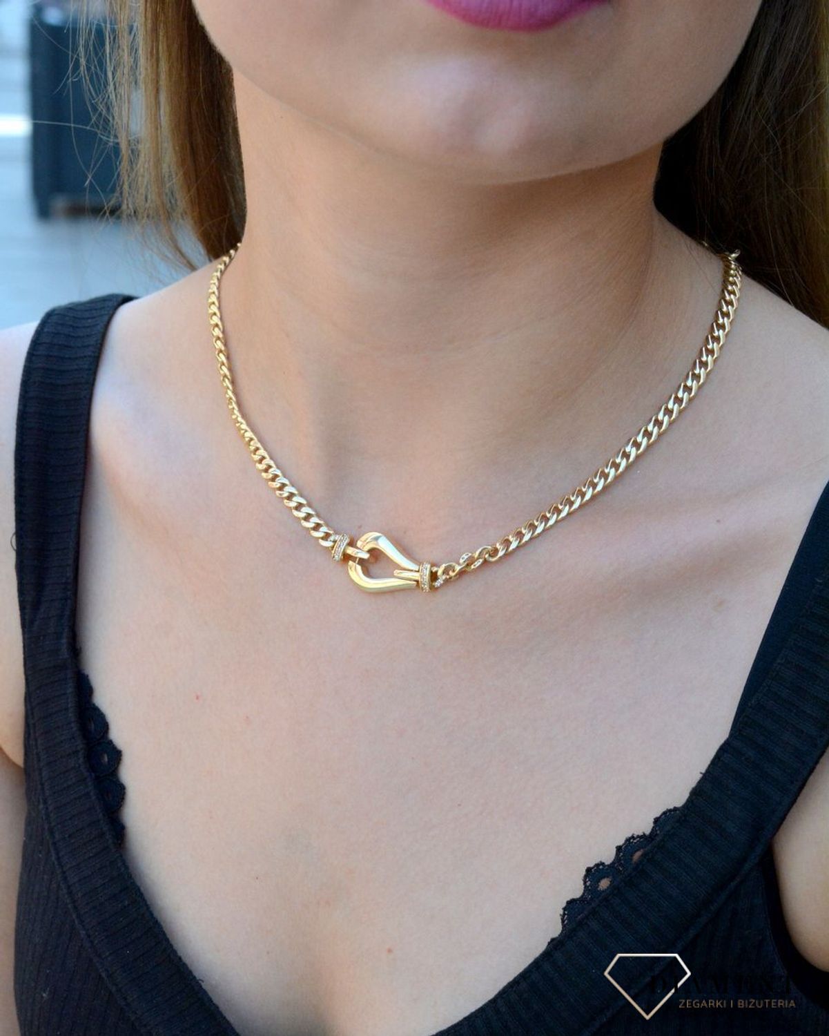 Złoty naszyjnik 585 z dużym elementem ozdobnym DIA-NSZ-6196-585. Złoty naszyjnik. Złoty naszyjnik pancerka. Złoty naszyjnik pancerka damski. Złoty naszyjnik z zawieszką. Złoty  (1).jpg