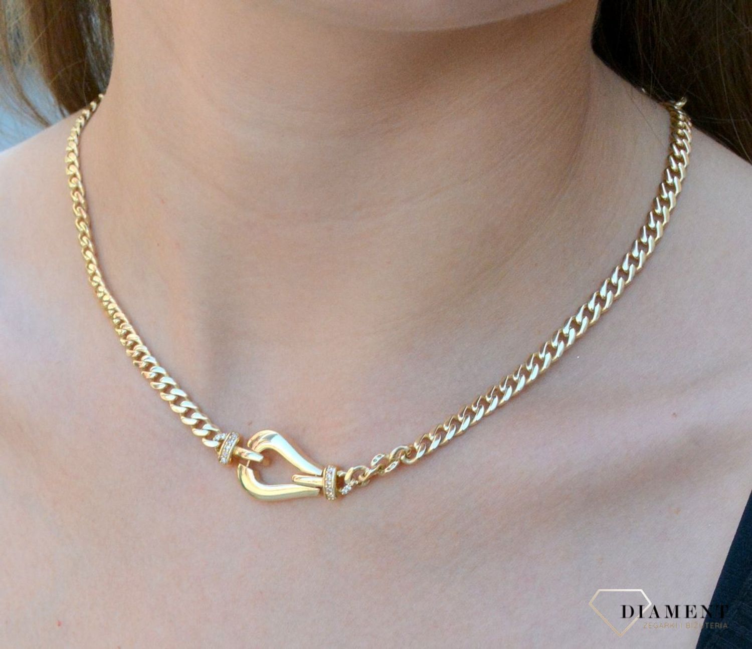 Złoty naszyjnik 585 z dużym elementem ozdobnym DIA-NSZ-6196-585. Złoty naszyjnik. Złoty naszyjnik pancerka. Złoty naszyjnik pancerka damski. Złoty naszyjnik z zawieszką. Złoty  (1).jpg