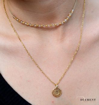 Naszyjnik choker złoty 5858 z kamieniami naturalnymi DIA-NSZ-6468-585. Naszyjnik choker ze złotem. Naszyjnik typu choker na sznureczku (1).JPG