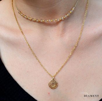 Naszyjnik choker złoty 5858 z kamieniami naturalnymi DIA-NSZ-6468-585. Naszyjnik choker ze złotem. Naszyjnik typu choker na sznureczku (3).JPG