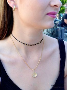 Choker złoty na sznureczku ze złotymi kuleczkami DIA-NSZ-6473-585. Naszyjnik ze złotem. Naszyjnik na sznureczku (2).JPG