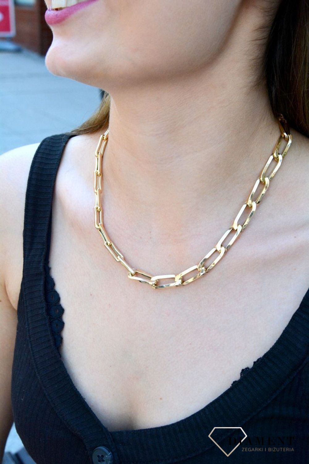 Naszyjnik złoty 585 grube podłużne oczka DIA-NSZ-6526-585. Złoty naszyjnik damski. Naszyjnik złoty gruby. Naszyjnik damski ze złota. Naszyjnik z podłużnych oczek. Naszyjnik złoty idealny na prezent dla kobiety. Złoty naszyjnik (1).jpg