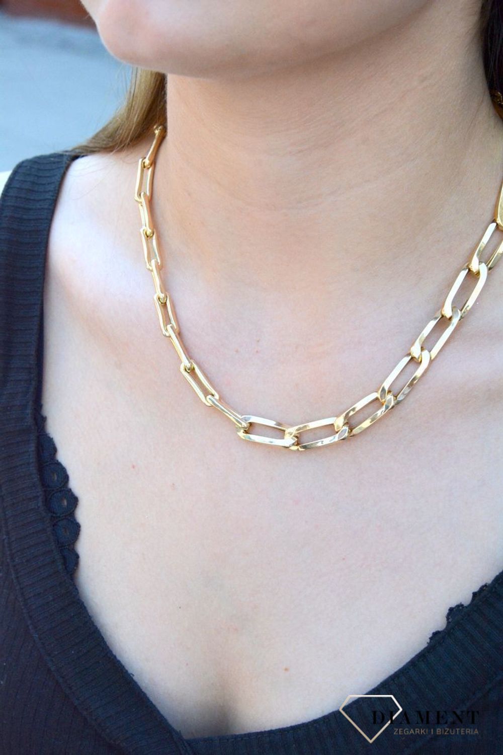 Naszyjnik złoty 585 grube podłużne oczka DIA-NSZ-6526-585. Złoty naszyjnik damski. Naszyjnik złoty gruby. Naszyjnik damski ze złota. Naszyjnik z podłużnych oczek. Naszyjnik złoty idealny na prezent dla kobiety. Złoty naszyjnik (1).jpg