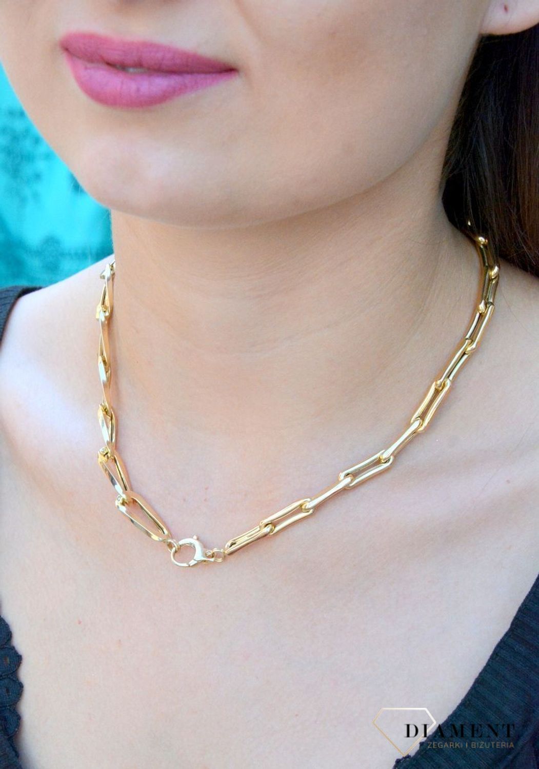 Naszyjnik złoty 585 grube podłużne oczka DIA-NSZ-6526-585. Złoty naszyjnik damski. Naszyjnik złoty gruby. Naszyjnik damski ze złota. Naszyjnik z podłużnych oczek. Naszyjnik złoty idealny na prezent dla kobiety. Złoty naszyjnik (1).jpg