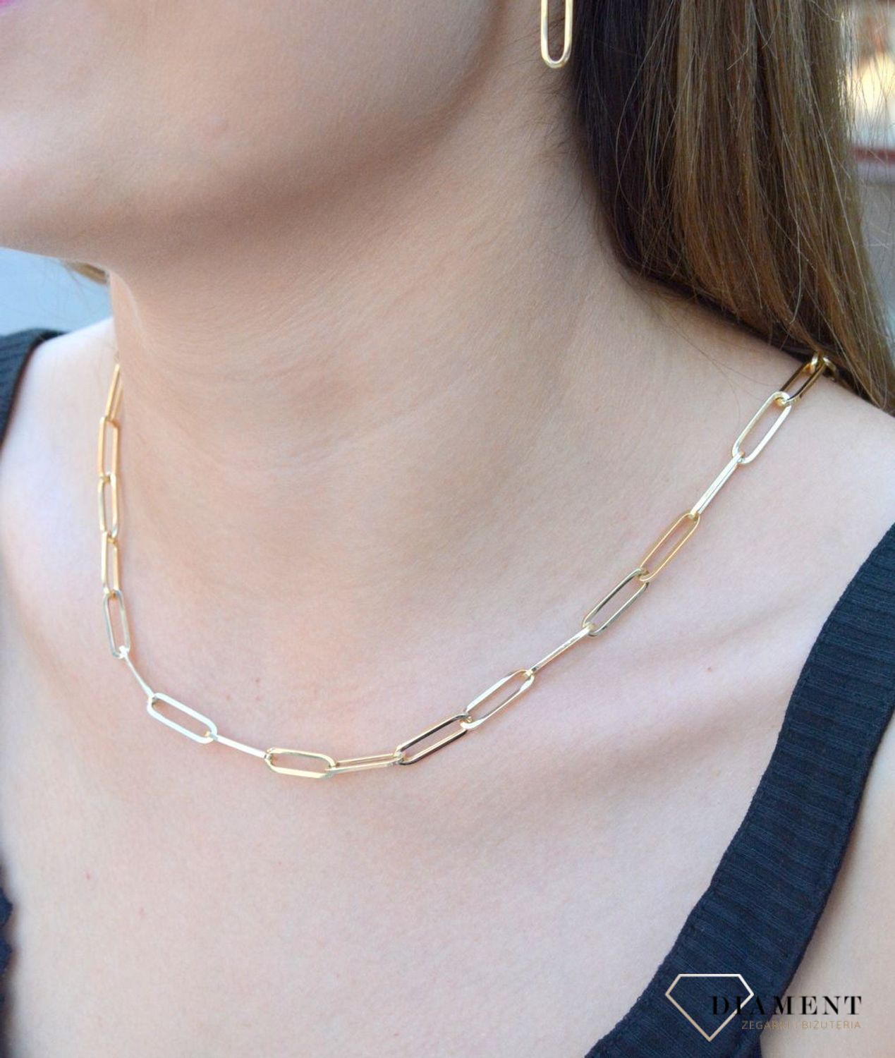 Złoty naszyjnik 585 podłużne łączone oczka DIA-NSZ-6527-585.  Złoty naszyjnik damski. Naszyjnik złoty podłużne ogniwa. Naszyjnik damski ze złota. Naszyjnik złoty elegancki. Naszyjnik złoty idealny na prezent dla kobiety.  (1).jpg