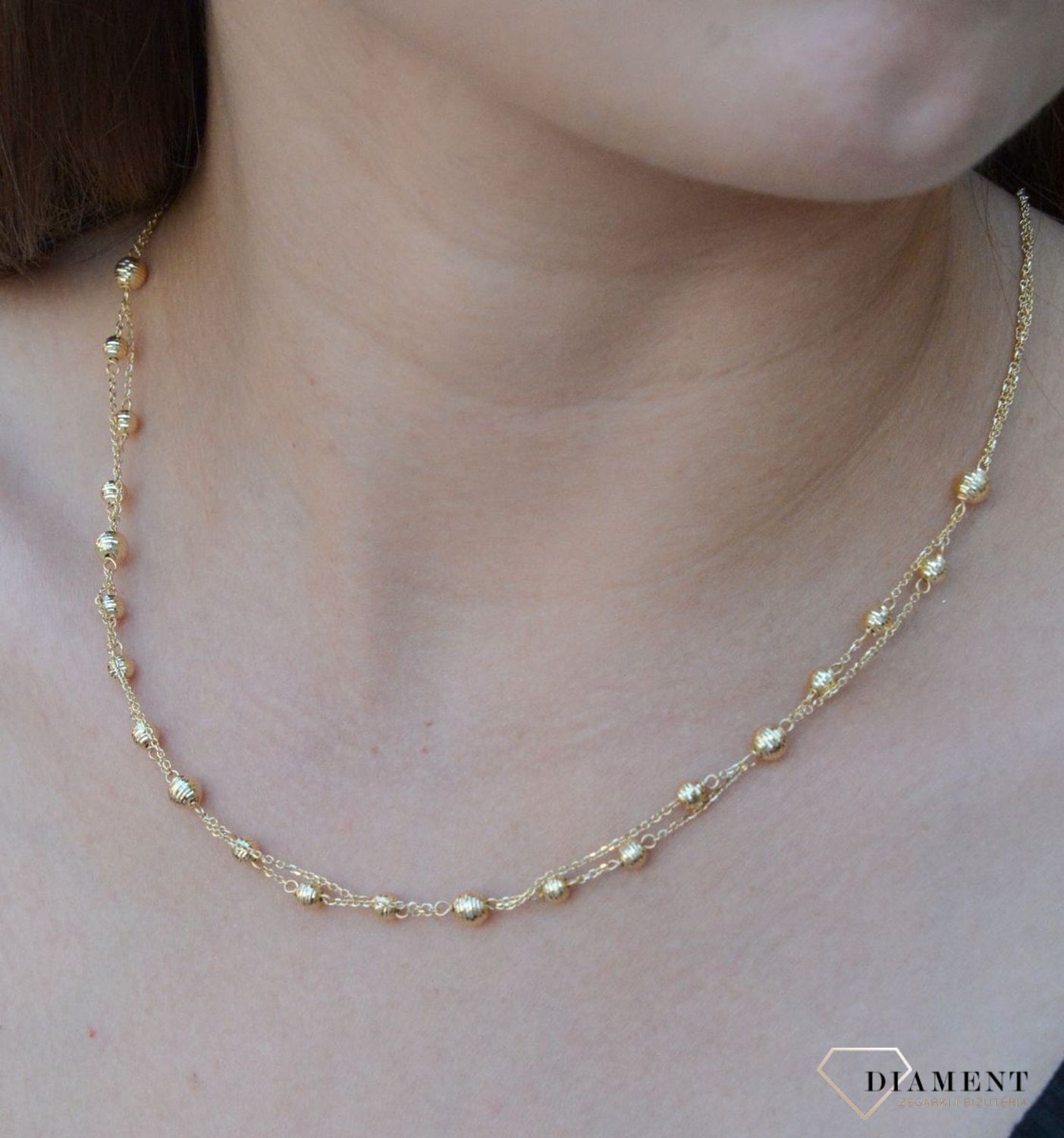 Złoty naszyjnik podwójny łańcuszek z kulkami złota DIA-NSZ-6529-585. Złoty naszyjnik damski. Naszyjnik złoty z kuleczkami. Naszyjnik damski ze złota. Naszyjnik złoty na podwójnym łańcuszku. Naszyjnik złoty idealny na prezent.jpg