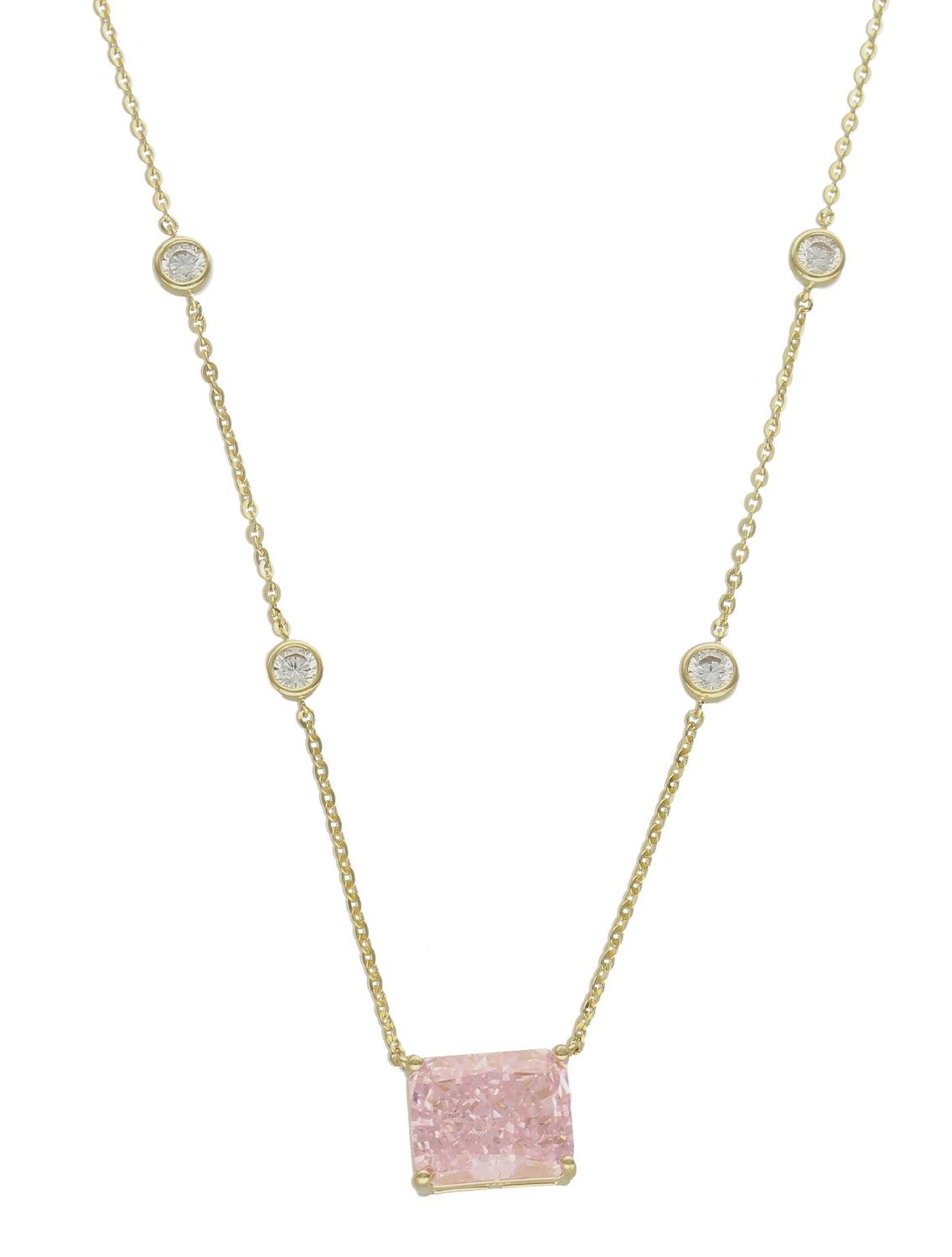 Pozłacany naszyjnik z różową cyrkonią DIA-NSZ-6553-925. . Jest idealnym pomysłem na prezent. Naszyjnik wpisuje się w najnowsze trendy modowe (1).jpg