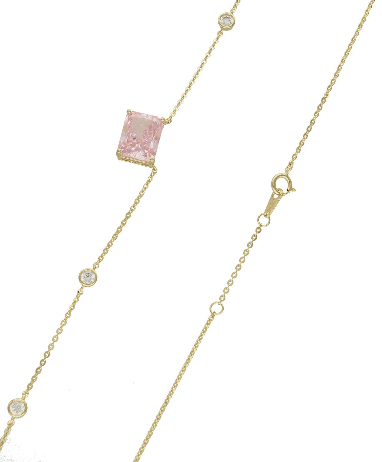 Pozłacany naszyjnik z różową cyrkonią DIA-NSZ-6553-925. . Jest idealnym pomysłem na prezent. Naszyjnik wpisuje się w najnowsze trendy modowe (1).jpg