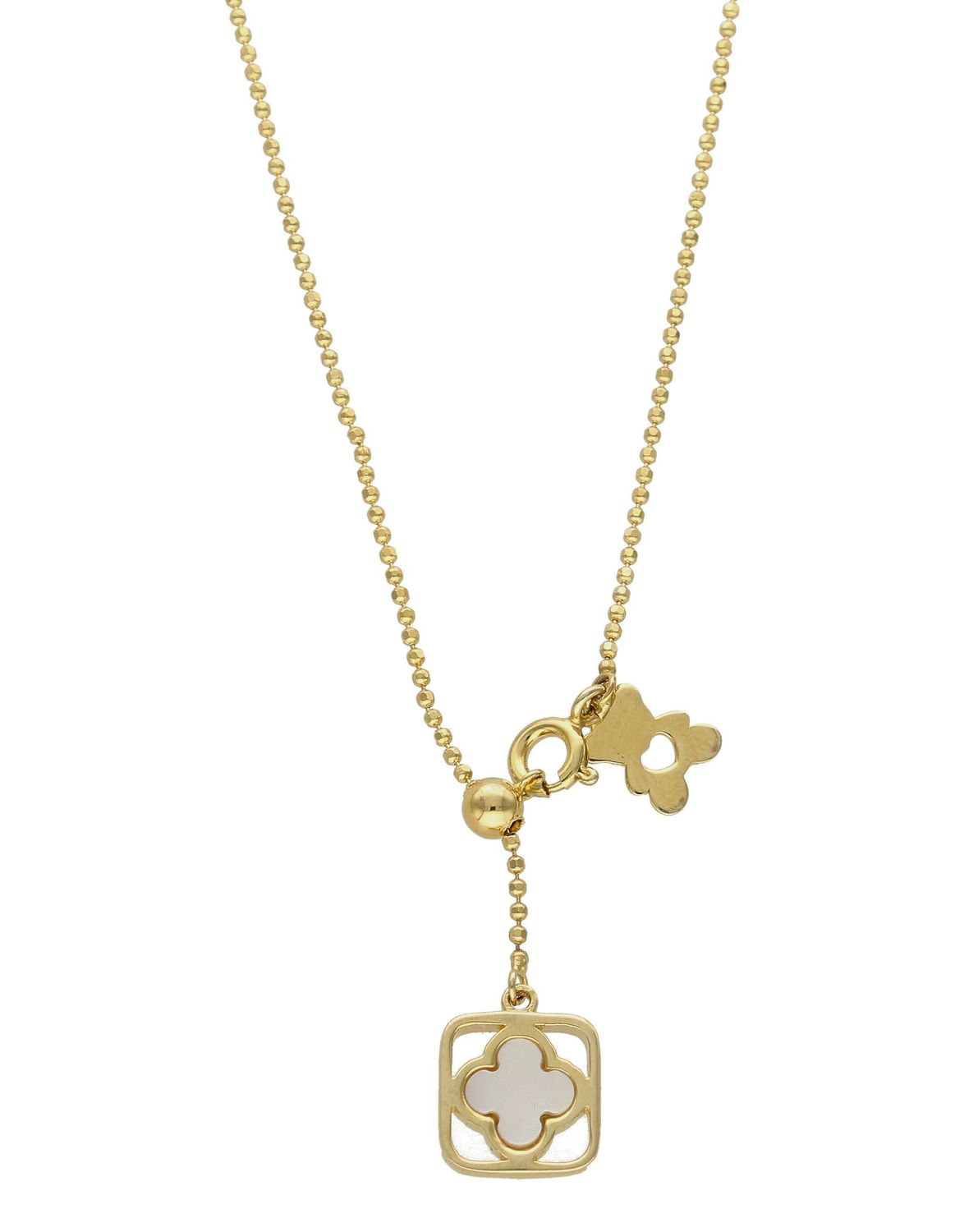 Pozłacany naszyjnik Miś z koniczynką 925 DIA-NSZ-6563-925.  Zawieszka z misiem TUOS'.  Naszyjnik będzie świetnym dodatkiem pasującym do wielu stylizacji. Jest idealnym pomysłem na prezen.jpg