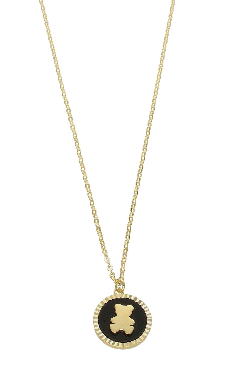 Naszyjnik pozłacany Miś na czarnej emalii DIA-NSZ-6564-925. Biżuteria ta  będzie idealną opcją do każdego rodzaju stylizacji zarówno tych dziennych jak i bardziej wieczorowych. Modny naszyjnik jest idealnym pomysłem na prezent (1).jpg