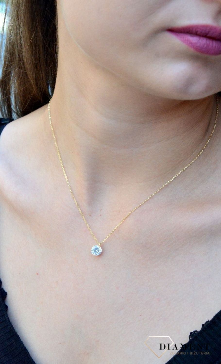 Naszyjnik pozłacany z okrągłą cyrkonią DIA-NSZ-6565-925. Naszyjnik damski srebrny. Naszyjnik pozłacany z cyrkonią. Naszyjnik pozłacany celebrytka. Naszyjnik damski na prezent. Naszyjnik idealny do letnich stylizacji. Naszyjnik dla ko.jpg