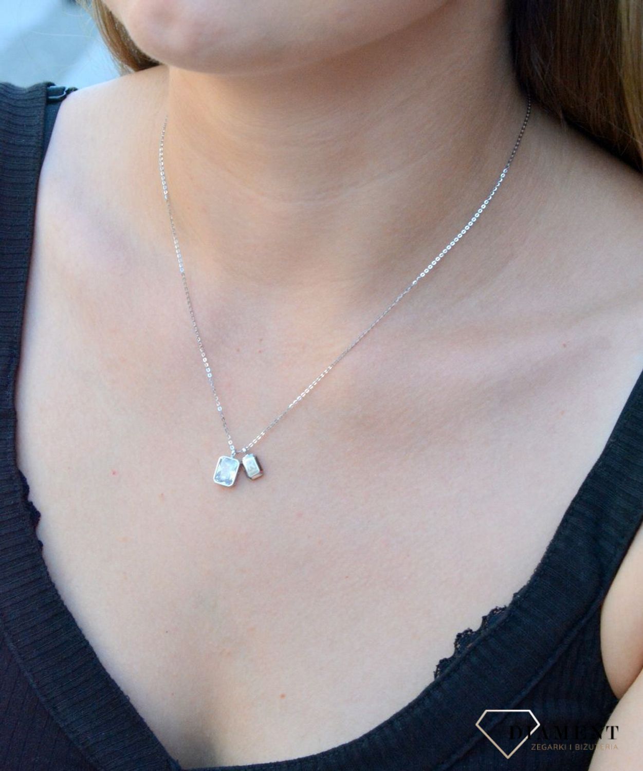 Naszyjnik srebrny z prostokątną cyrkonią Celebrytka DIA-NSZ-6570-925. Naszyjnik damski srebrny. Naszyjnik celebrytka z cyrkonią. Naszyjnik damski  celebrytka. Naszyjnik srebrny z cyrkonią na prezent. Naszyjnik idealny do letnich styli.jpg