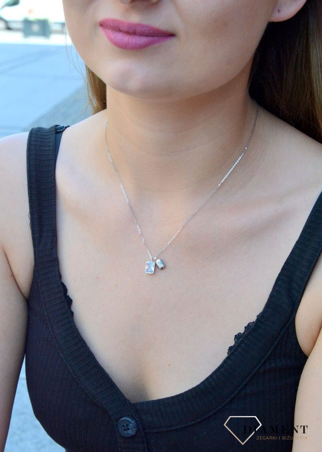 Naszyjnik srebrny z prostokątną cyrkonią Celebrytka DIA-NSZ-6570-925. Naszyjnik damski srebrny. Naszyjnik celebrytka z cyrkonią. Naszyjnik damski  celebrytka. Naszyjnik srebrny z cyrkonią na prezent. Naszyjnik idealny do letnich styli.jpg