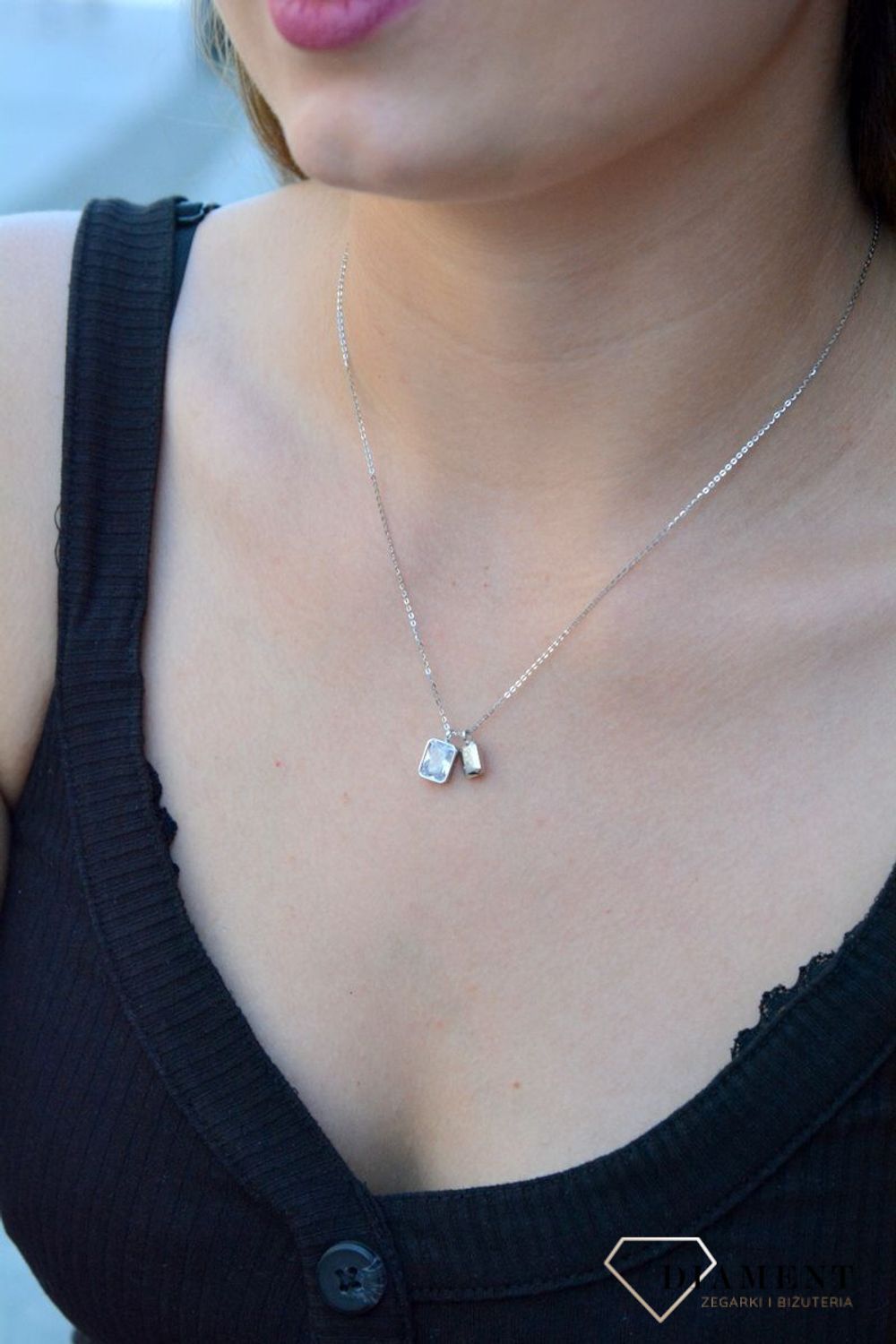 Naszyjnik srebrny z prostokątną cyrkonią Celebrytka DIA-NSZ-6570-925. Naszyjnik damski srebrny. Naszyjnik celebrytka z cyrkonią. Naszyjnik damski  celebrytka. Naszyjnik srebrny z cyrkonią na prezent. Naszyjnik idealny do letnich styli.jpg