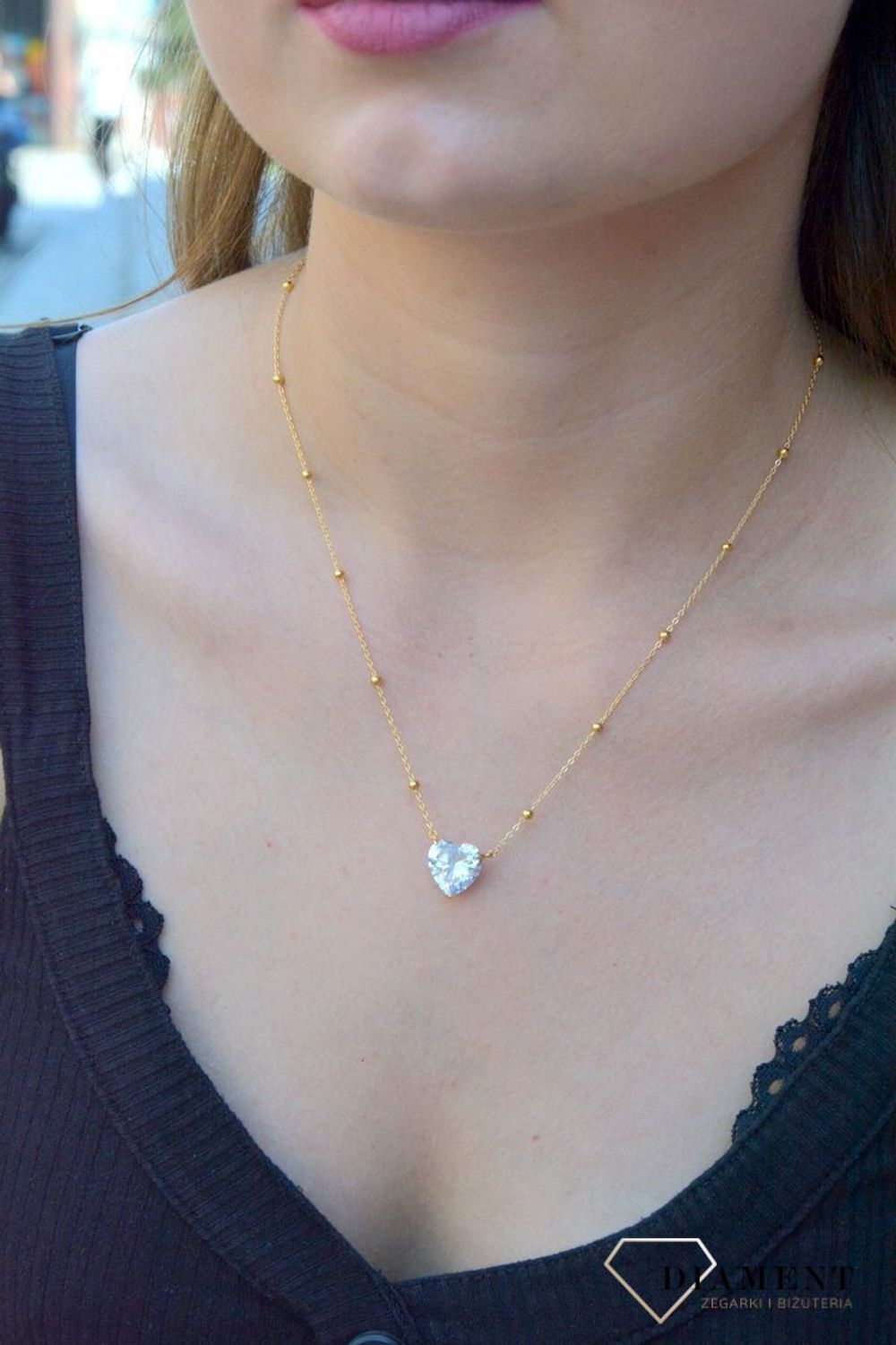 Naszyjnik pozłacany z cyrkonią w kształcie serca DIA-NSZ-6572-925. Naszyjnik damski srebrny. Naszyjnik pozłacany z cyrkonią. Naszyjnik pozłacany celebrytka. Naszyjnik serce damski na prezent. Naszyjnik idealny do letnich.jpg