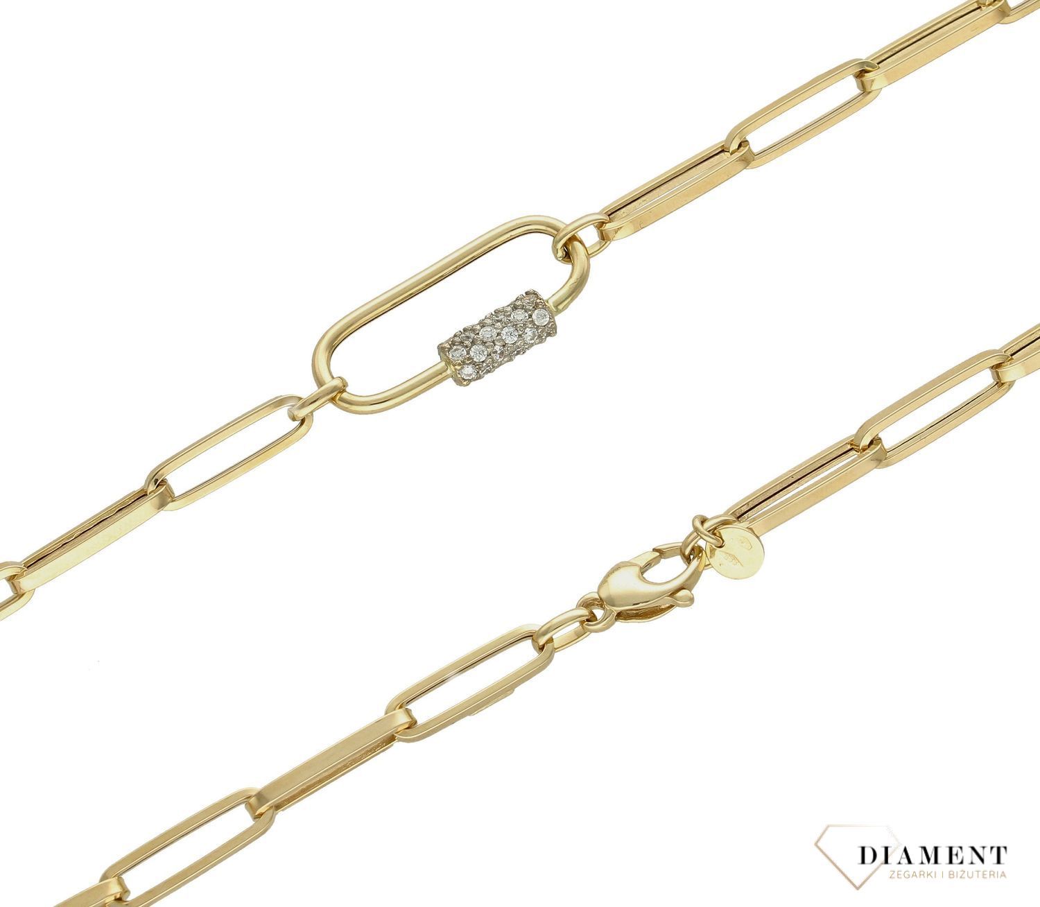 Złoty naszyjnik 585 spinaczowe ogniwka z cyrkonią DIA-NSZ-7587-585 (1).jpg