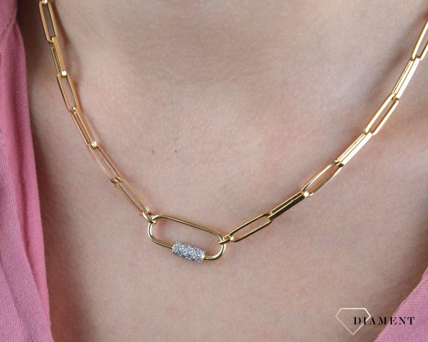Złoty naszyjnik 585 spinaczowe ogniwka z cyrkonią DIA-NSZ-7587-585 (1).jpg