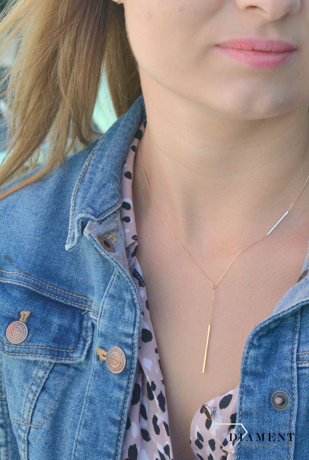 Złoty naszyjnik krawatka 585 patyczek DIA-NSZ-7597-585xxxx.jpg