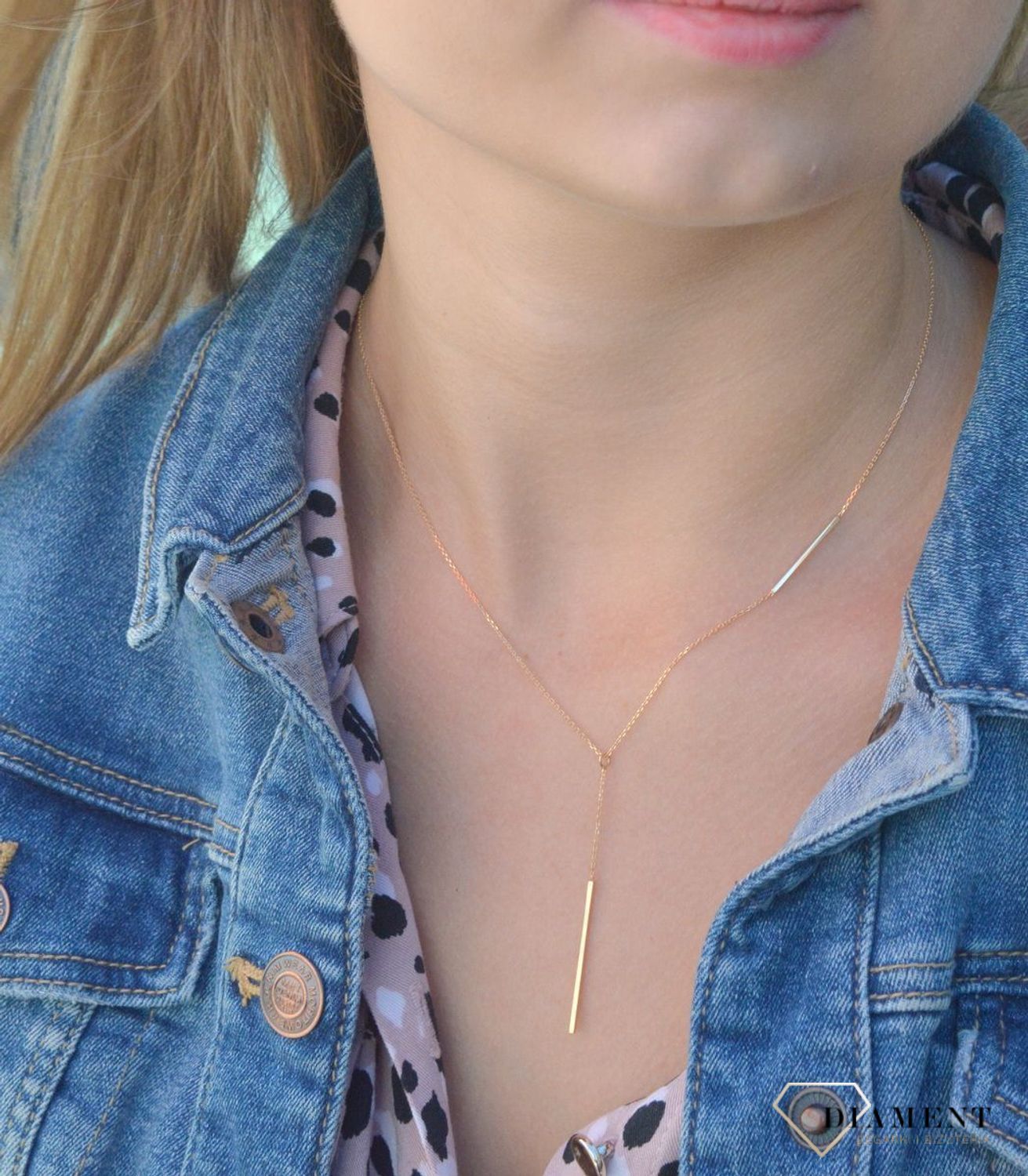 Złoty naszyjnik krawatka 585 patyczek DIA-NSZ-7597-585xxxx.jpg