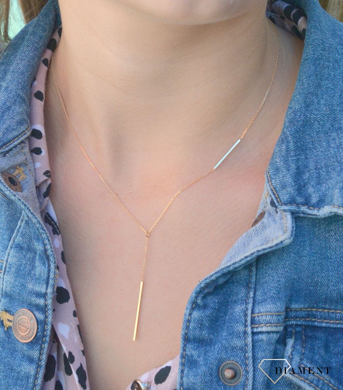 Złoty naszyjnik krawatka 585 patyczek DIA-NSZ-7597-585xxxx.jpg